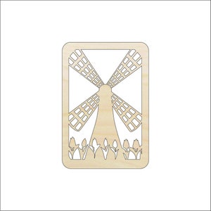 Scene Windmill - Laser Cut Out Unfinished Wood Craft Shape WLD78 Scene Windmill - Laser Cut Out Unfinished Wood Craft Shape WLD78