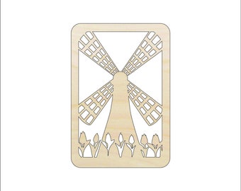 Scene Windmill  - Laser Cut Out Unfinished Wood Shape Craft Supply WLD78