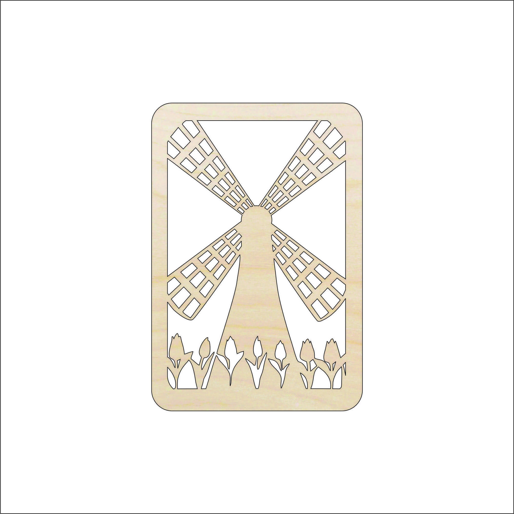 Scene Windmill - Laser Cut Out Unfinished Wood Craft Shape WLD78 Scene Windmill - Laser Cut Out Unfinished Wood Craft Shape WLD78