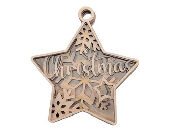 3D Ornament Star 3 Pieces Laser Cut Out Unfinished ORN6 3D Ornament Star 3 Pieces Laser Cut Out Unfinished ORN6