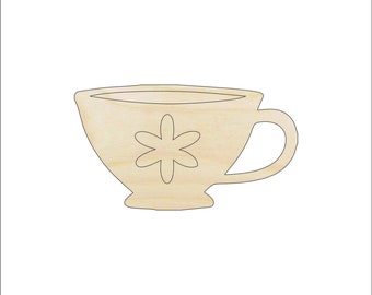 Drink Teacup - Laser Cut Out Unfinished Wood Craft Shape FOD164 Drink Teacup - Laser Cut Out Unfinished Wood Craft Shape FOD164