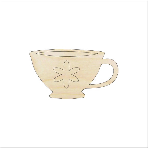 Drink Teacup - Laser Cut Out Unfinished Wood Craft Shape FOD164 Drink Teacup - Laser Cut Out Unfinished Wood Craft Shape FOD164