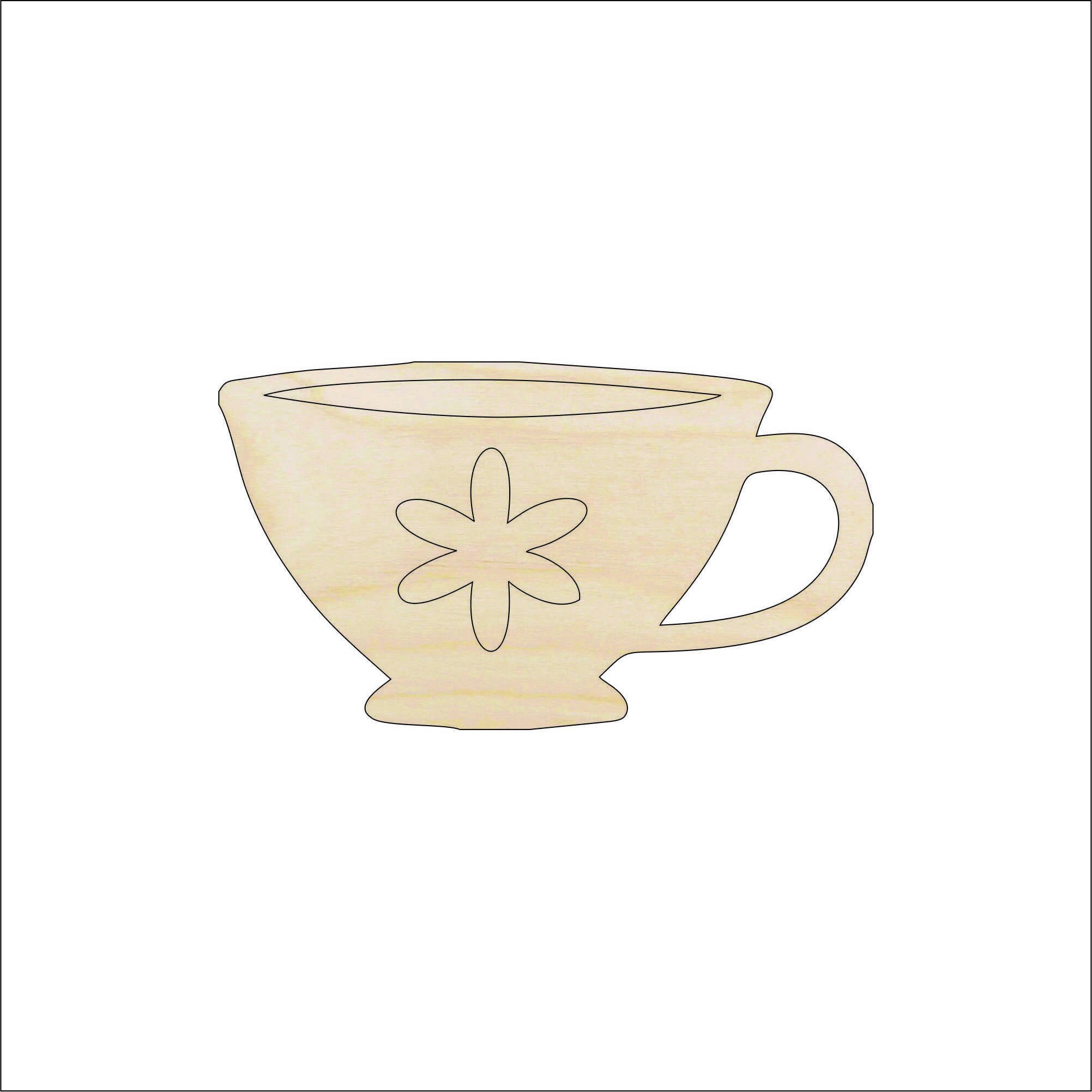 Drink Teacup - Laser Cut Out Unfinished Wood Craft Shape FOD164 Drink Teacup - Laser Cut Out Unfinished Wood Craft Shape FOD164