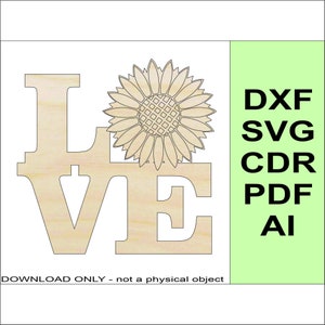 Download Liebe Sonnenblumen - Laser CNC Cricut SVG DXF Glowforge Dateien "Nur digitale Dateien"