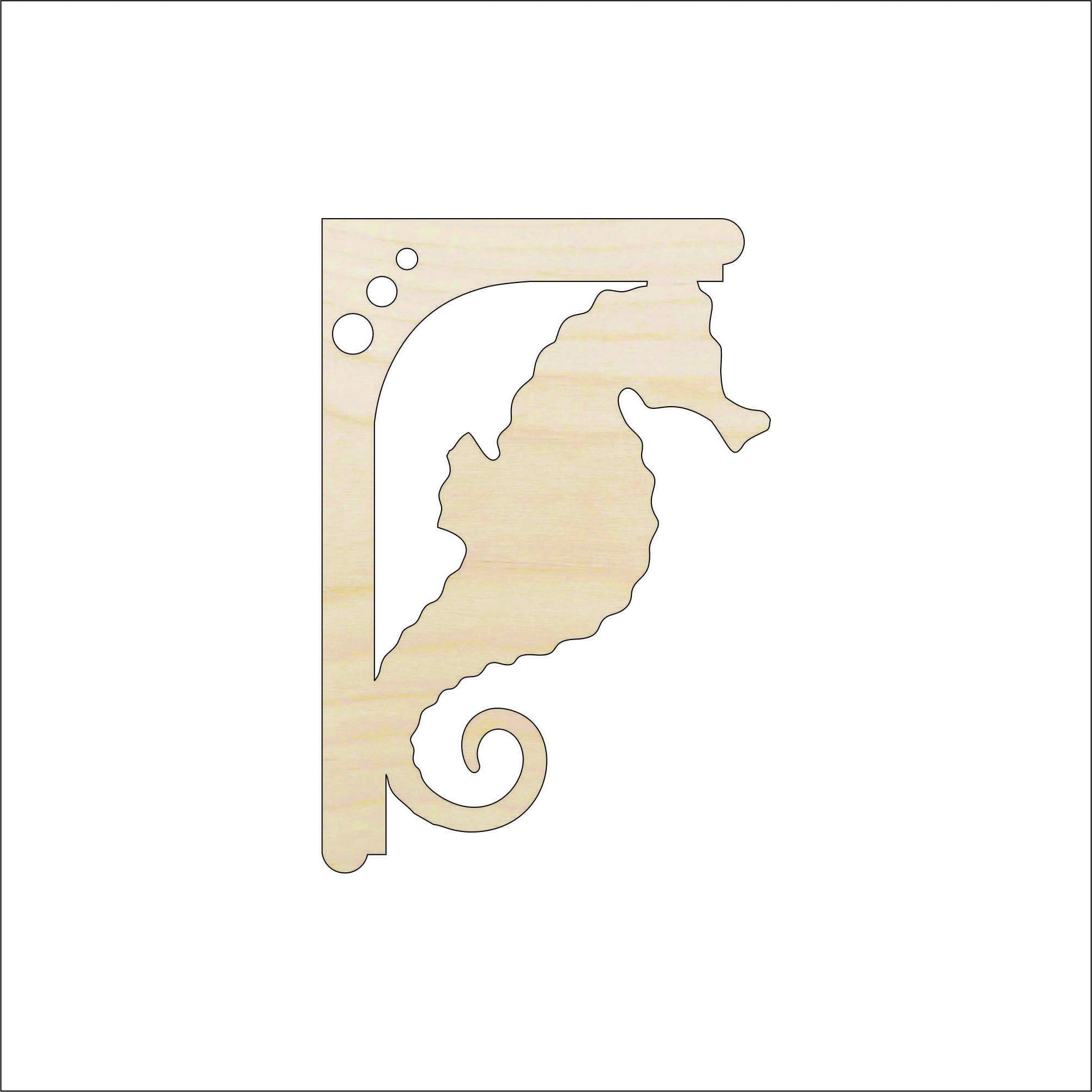 Shelf Bracket Seahorse - Laser Cut Out Unfinished Wood Craft Shape SHLF5 Shelf Bracket Seahorse - Laser Cut Out Unfinished Wood Craft Shape SHLF5