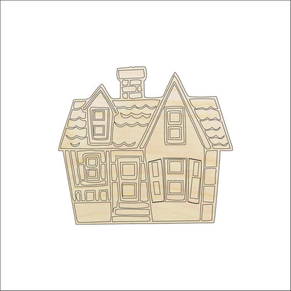 House - Laser Cut Out Unfinished Wood Craft Shape BLD95 House - Laser Cut Out Unfinished Wood Craft Shape BLD95