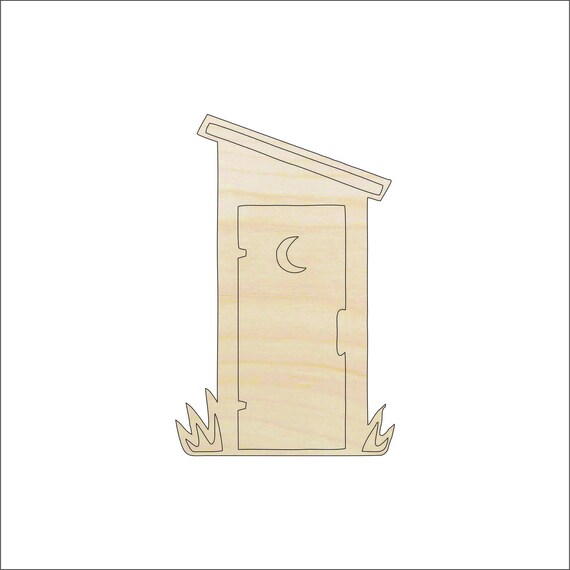 Building Outhouse - Laser Cut Out Unfinished Wood Craft Shape BLD2 Building Outhouse - Laser Cut Out Unfinished Wood Craft Shape BLD2