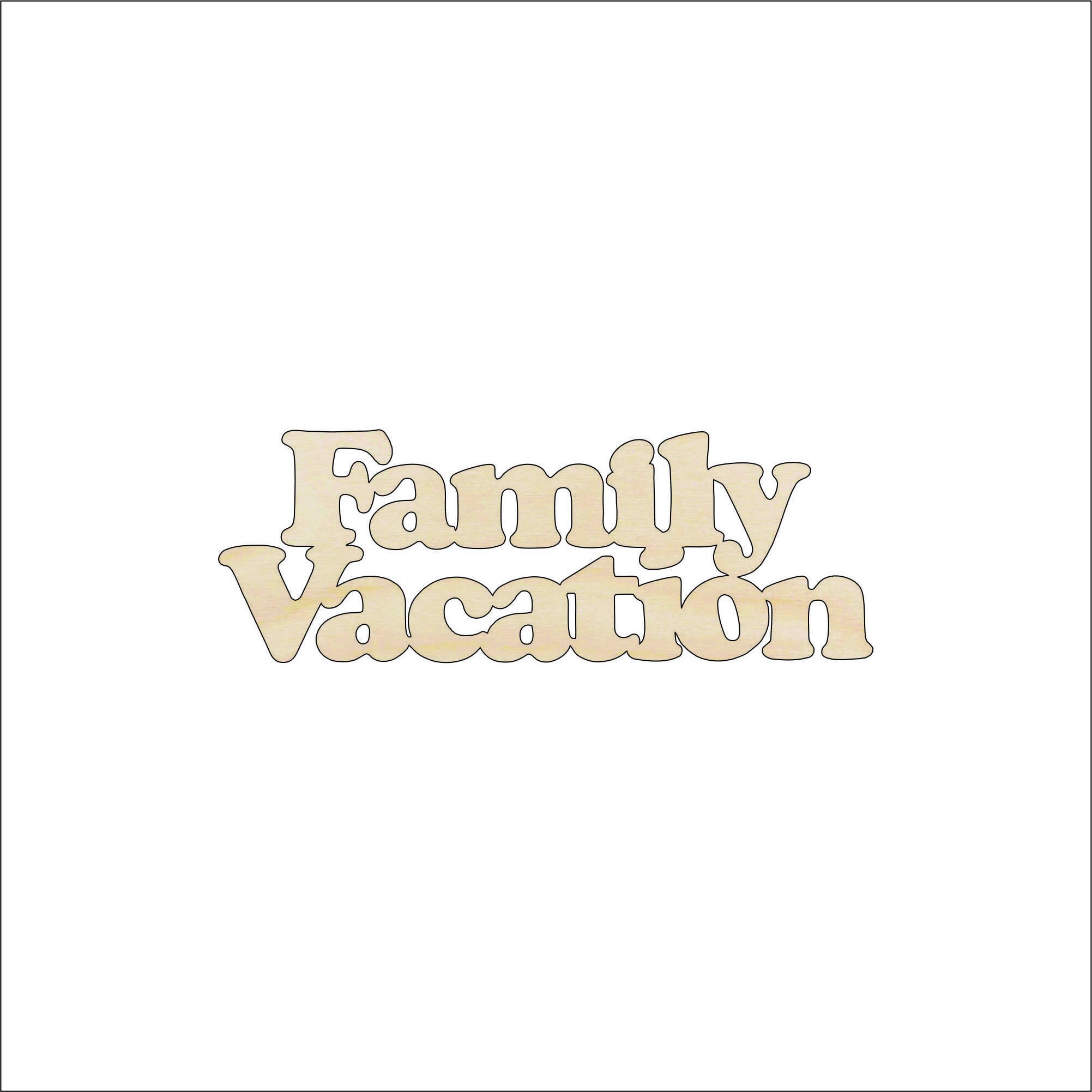 Word Family Vacation - Laser Cut Out Unfinished Wood Craft Shape TRP18 Word Family Vacation - Laser Cut Out Unfinished Wood Craft Shape TRP18