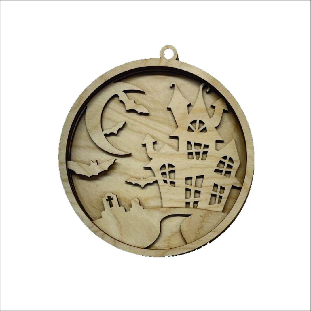 3D Ornament Haunted House 4 Pieces Laser Cut Out Unfinished ORN302 3D Ornament Haunted House 4 Pieces Laser Cut Out Unfinished ORN302