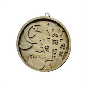 3D Ornament Haunted House 4 Pieces Laser Cut Out Unfinished ORN302 3D Ornament Haunted House 4 Pieces Laser Cut Out Unfinished ORN302