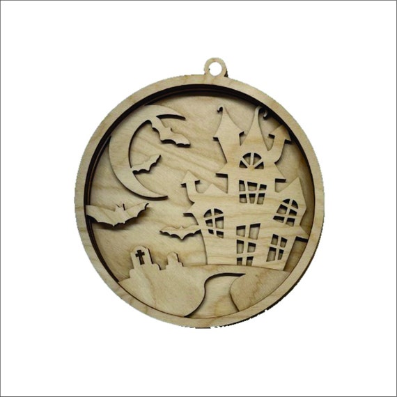 3D Ornament Haunted House 4 Pieces Laser Cut Out Unfinished ORN302 3D Ornament Haunted House 4 Pieces Laser Cut Out Unfinished ORN302