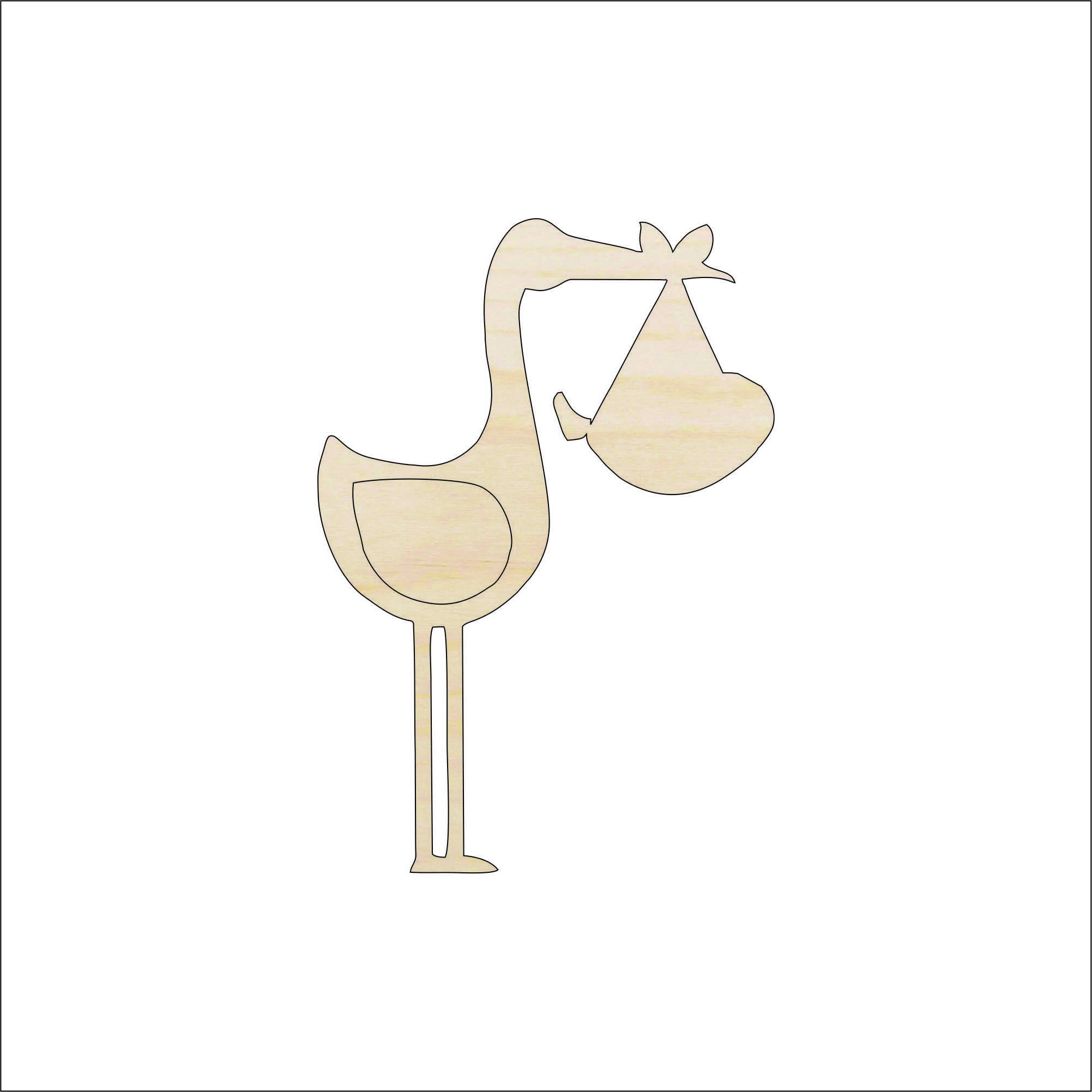 Bird Stork - Laser Cut Out Unfinished Wood Craft Shape BBY30 Bird Stork - Laser Cut Out Unfinished Wood Craft Shape BBY30