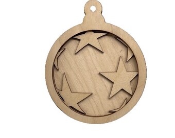 3D Ornament Star 3 Pieces Laser Cut Out Unfinished ORN168 3D Ornament Star 3 Pieces Laser Cut Out Unfinished ORN168