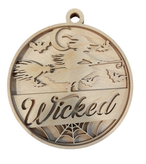 3D Ornament Witch 3 Pieces Laser Cut Out Unfinished ORN304 3D Ornament Witch 3 Pieces Laser Cut Out Unfinished ORN304
