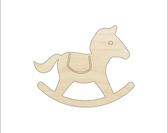 Toy Rocking Horse - Laser Cut Out Unfinished Wood Shape Craft Supply TOY40