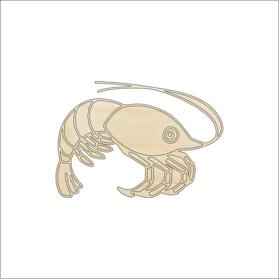 Shrimp - Laser Cut Out Unfinished Wood Craft Shape SEA61 Shrimp - Laser Cut Out Unfinished Wood Craft Shape SEA61