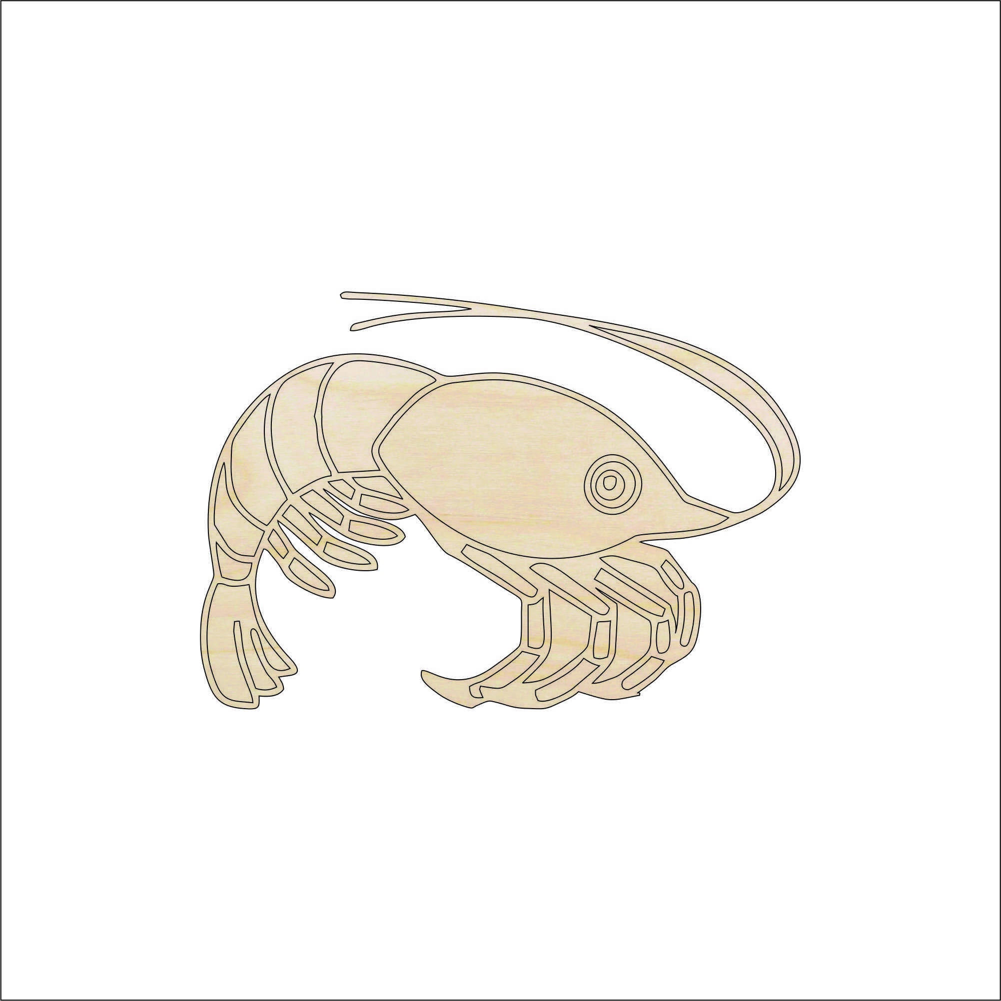 Shrimp - Laser Cut Out Unfinished Wood Craft Shape SEA61 Shrimp - Laser Cut Out Unfinished Wood Craft Shape SEA61