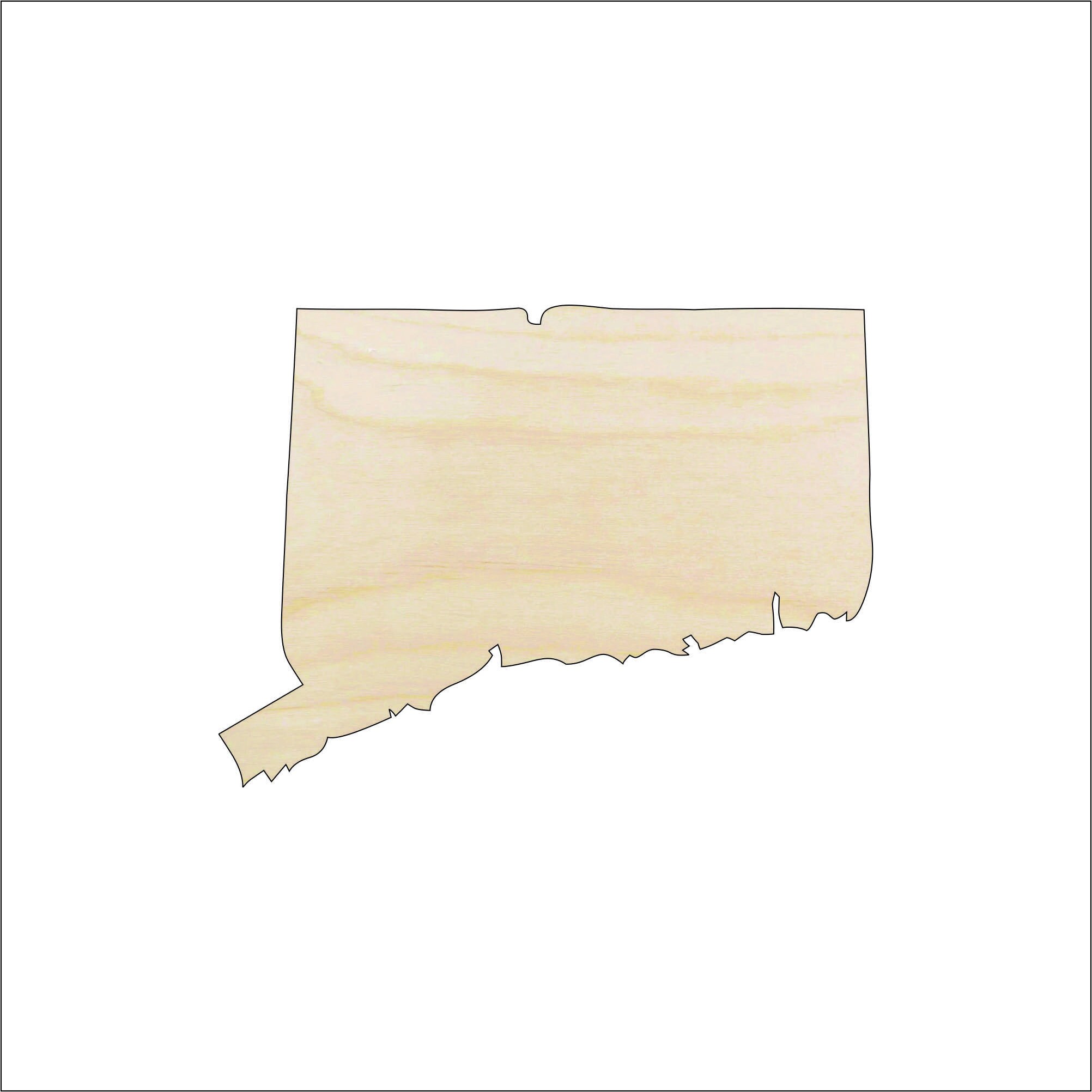 State Connecticut - Laser Cut Out Unfinished Wood Craft Shape STAT55 State Connecticut - Laser Cut Out Unfinished Wood Craft Shape STAT55