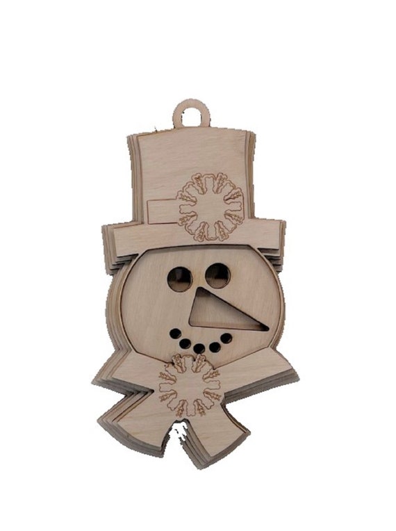 3D Ornament Snowman 4 Pieces Laser Cut Out Unfinished ORN146 3D Ornament Snowman 4 Pieces Laser Cut Out Unfinished ORN146
