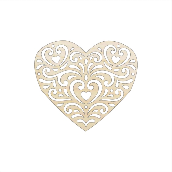 Heart - Laser Cut Out Unfinished Wood Craft Shape HRT2 Heart - Laser Cut Out Unfinished Wood Craft Shape HRT2