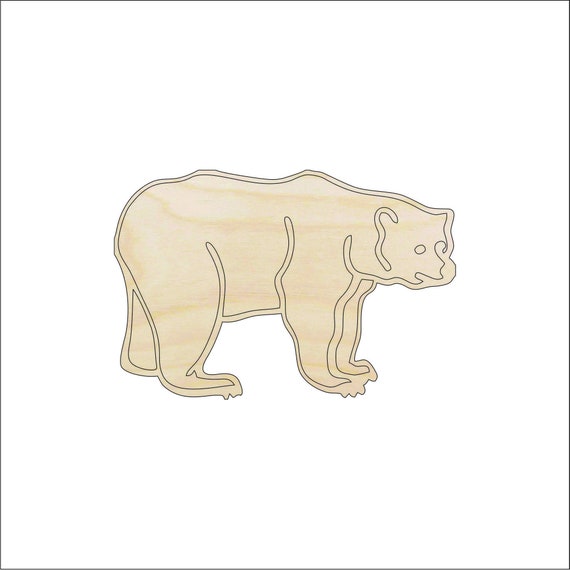 Bear - Laser Cut Out Unfinished Wood Craft Shape BER66 Bear - Laser Cut Out Unfinished Wood Craft Shape BER66