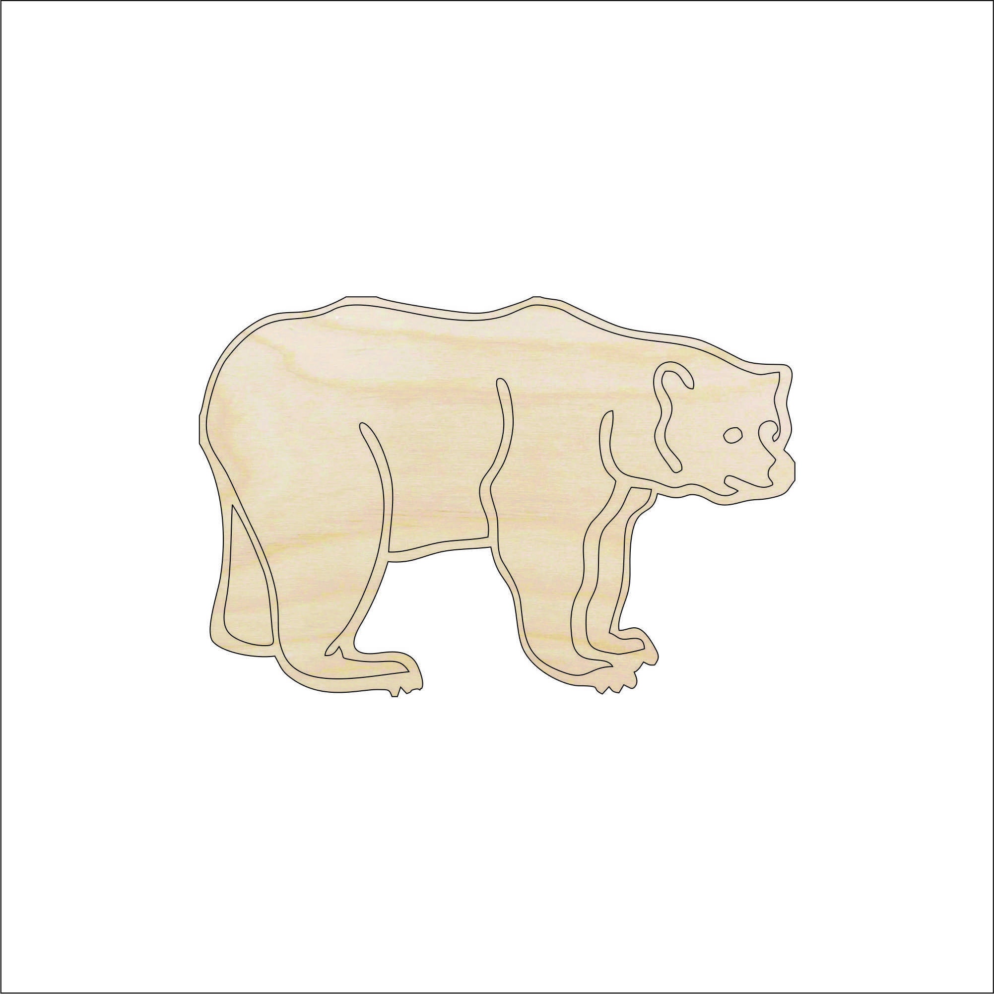 Bear - Laser Cut Out Unfinished Wood Craft Shape BER66 Bear - Laser Cut Out Unfinished Wood Craft Shape BER66