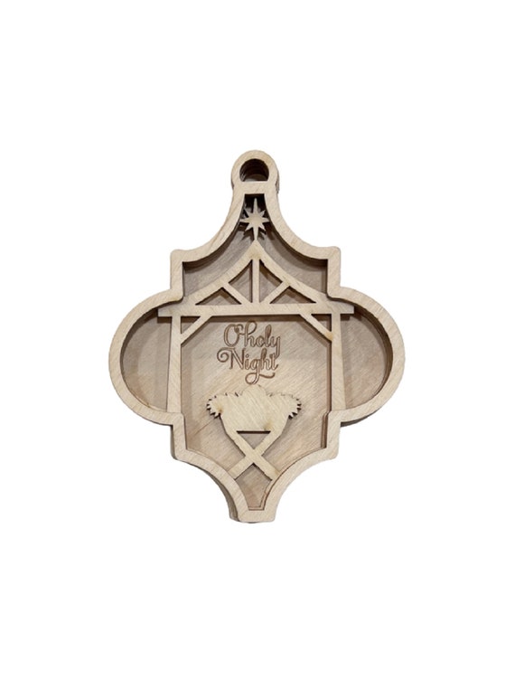 3D Ornament Nativity 4 Pieces Laser Cut Out Unfinished ORN5 3D Ornament Nativity 4 Pieces Laser Cut Out Unfinished ORN5