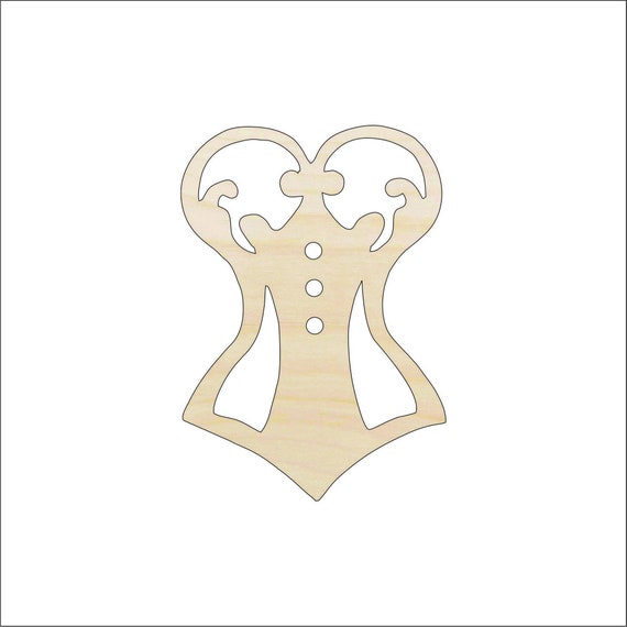 Clothing Corset - Laser Cut Out Unfinished Wood Craft Shape CLT48 Clothing Corset - Laser Cut Out Unfinished Wood Craft Shape CLT48