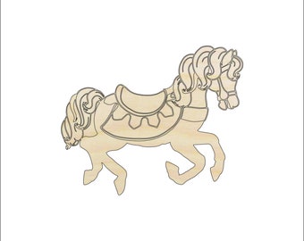 Toy Carousel Horse - Laser Cut Out Unfinished Wood Craft Shape TOY45 Toy Carousel Horse - Laser Cut Out Unfinished Wood Craft Shape TOY45