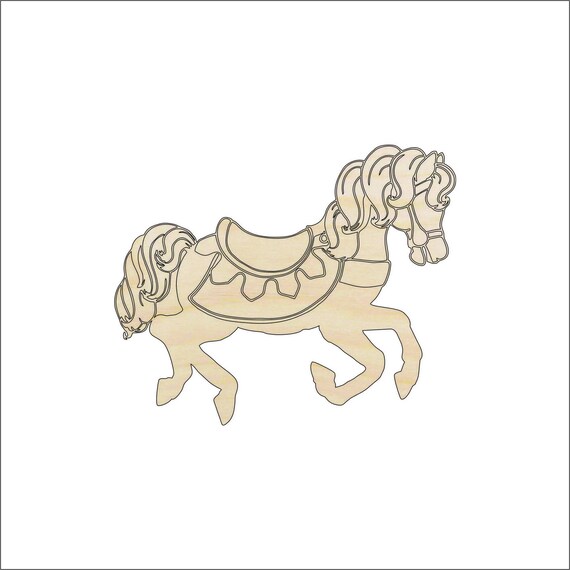Toy Carousel Horse - Laser Cut Out Unfinished Wood Craft Shape TOY45 Toy Carousel Horse - Laser Cut Out Unfinished Wood Craft Shape TOY45