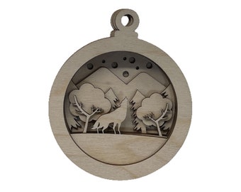 3D Ornament Wolf 8 Pieces Laser Cut Out Unfinished ORN139 3D Ornament Wolf 8 Pieces Laser Cut Out Unfinished ORN139
