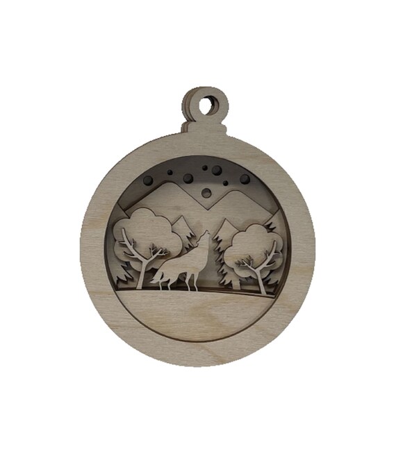3D Ornament Wolf 8 Pieces Laser Cut Out Unfinished ORN139 3D Ornament Wolf 8 Pieces Laser Cut Out Unfinished ORN139