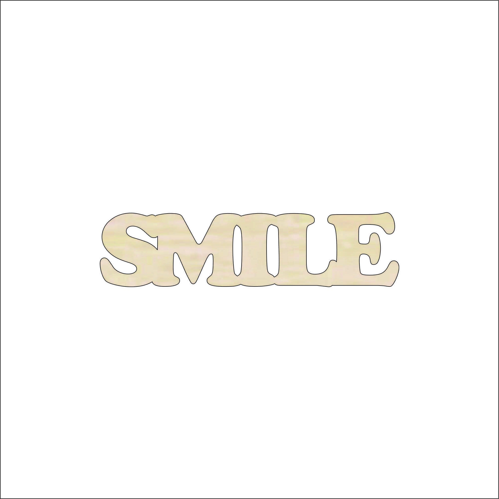 Word Smile - Laser Cut Out Unfinished Wood Craft Shape WRD31 Word Smile - Laser Cut Out Unfinished Wood Craft Shape WRD31