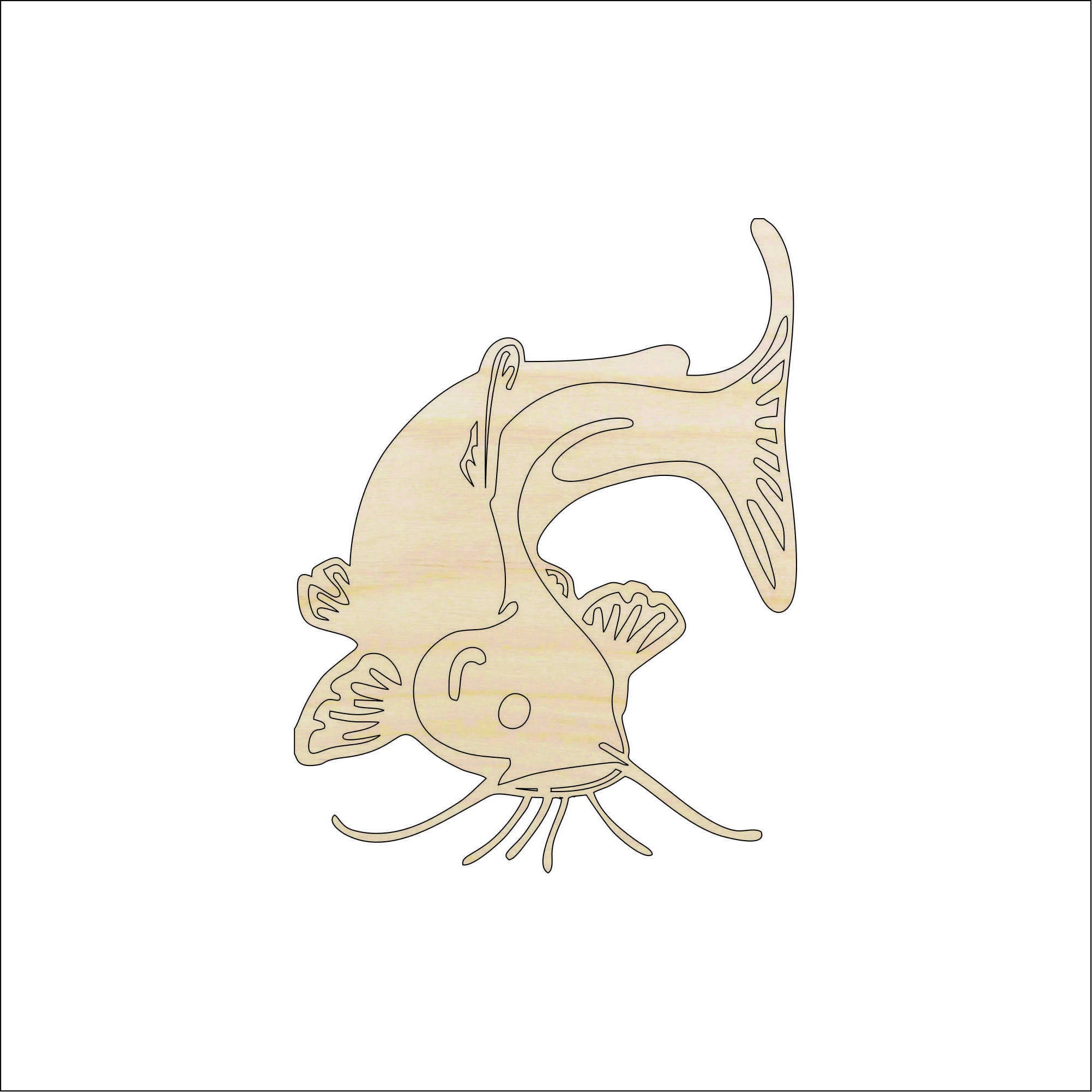 Fish Catfish - Laser Cut Out Unfinished Wood Craft Shape FSH10 Fish Catfish - Laser Cut Out Unfinished Wood Craft Shape FSH10