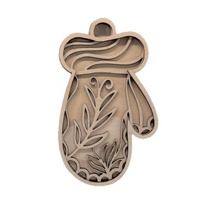 3D Ornament Mitten 3 Pieces Laser Cut Out Unfinished ORN91 3D Ornament Mitten 3 Pieces Laser Cut Out Unfinished ORN91