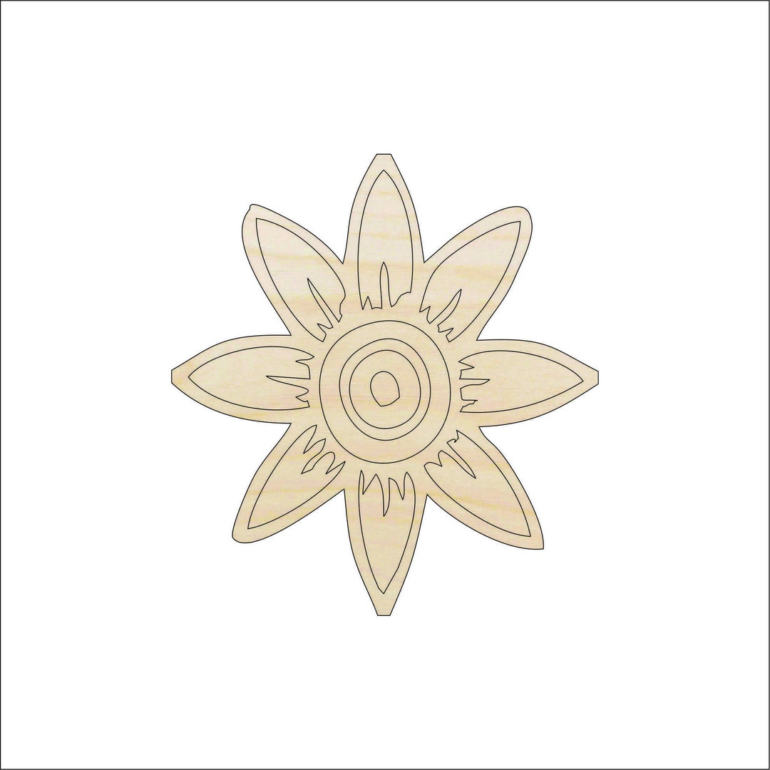Flower - Laser Cut Out Unfinished Wood Craft Shape FLR7 Flower - Laser Cut Out Unfinished Wood Craft Shape FLR7