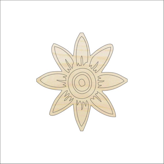 Flower - Laser Cut Out Unfinished Wood Craft Shape FLR7 Flower - Laser Cut Out Unfinished Wood Craft Shape FLR7