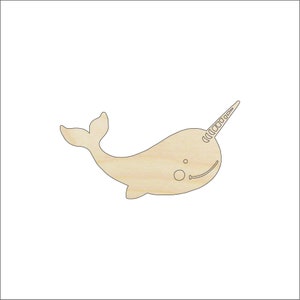 Whale Narwhale - Laser Cut Out Unfinished Wood Craft Shape SEA171 Whale Narwhale - Laser Cut Out Unfinished Wood Craft Shape SEA171