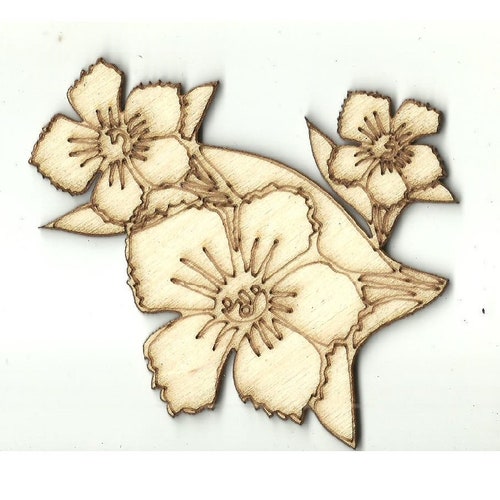 Flower Laser Cut Out Unfinished Wood Shape Craft Supply Etsy