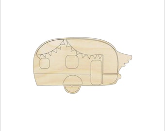 Camper -  Wood Craft Shape Laser Cut Out & Unfinished DIY Craft Supply  CAR75