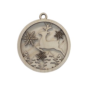 3D Ornament Deer 3 Pieces Laser Cut Out Unfinished ORN45 3D Ornament Deer 3 Pieces Laser Cut Out Unfinished ORN45