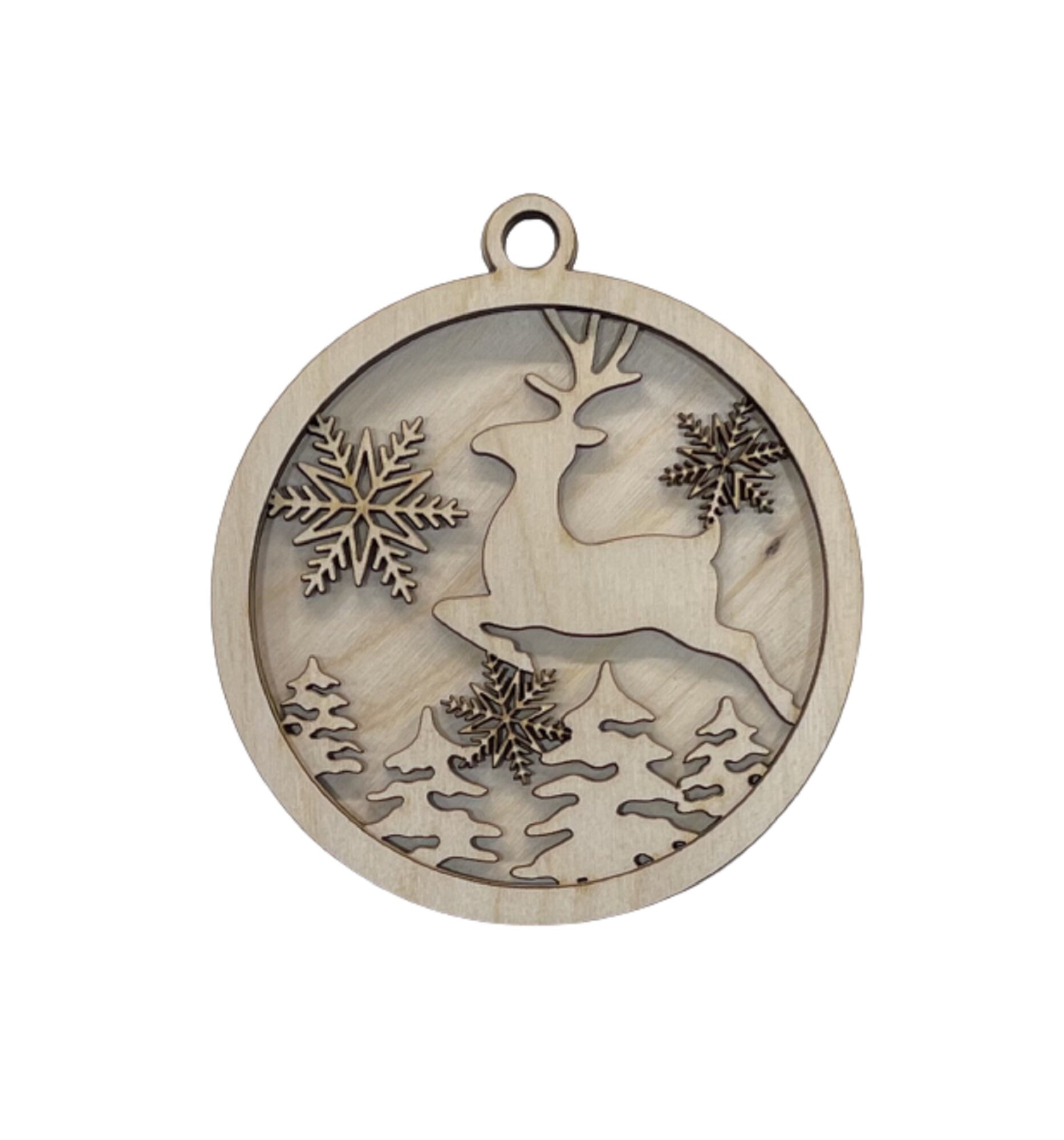3D Ornament Deer 3 Pieces Laser Cut Out Unfinished ORN45 3D Ornament Deer 3 Pieces Laser Cut Out Unfinished ORN45