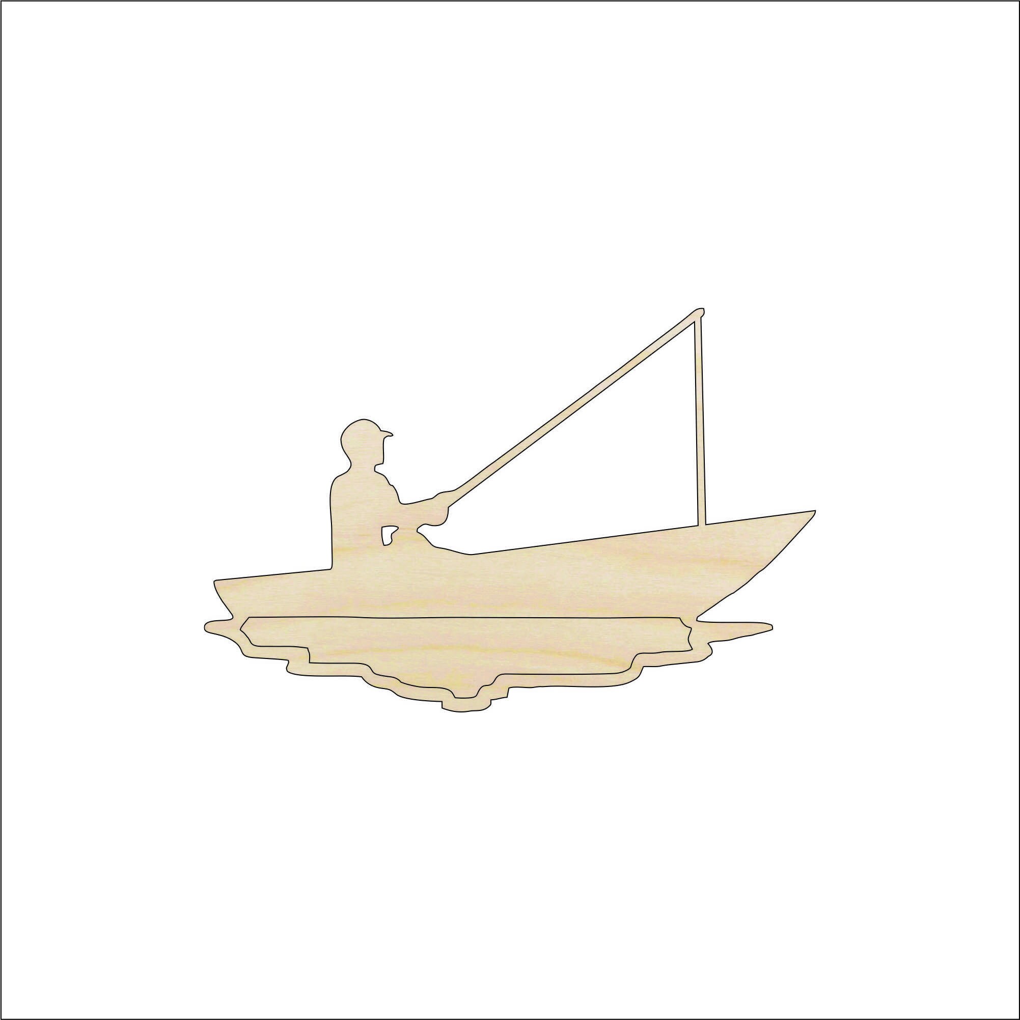 Sport Fishing - Laser Cut Out Unfinished Wood Craft Shape HNT3 Sport Fishing - Laser Cut Out Unfinished Wood Craft Shape HNT3