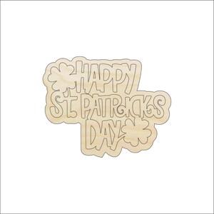 Word Happy St. Patrick's Day - Laser Cut Out Unfinished Wood Craft Shape PAT11 Word Happy St. Patrick's Day - Laser Cut Out Unfinished Wood Craft Shape PAT11
