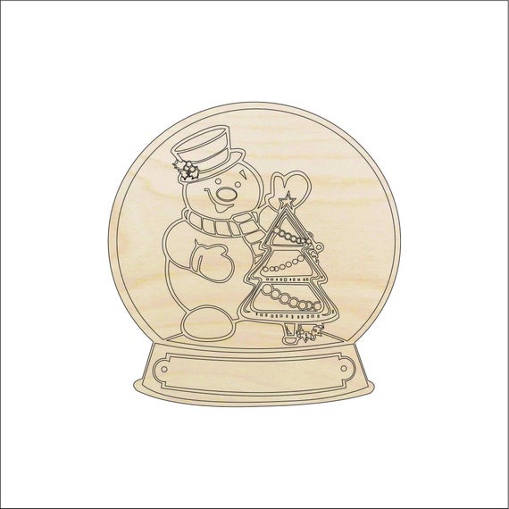 Snow Globe - Laser Cut Out Unfinished Wood Craft Shape XMS157 Snow Globe - Laser Cut Out Unfinished Wood Craft Shape XMS157