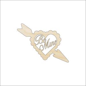 Word Be Mine Heart - Laser Cut Out Unfinished Wood Craft Shape VAL3 Word Be Mine Heart - Laser Cut Out Unfinished Wood Craft Shape VAL3