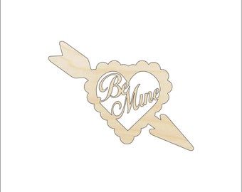 Word Be Mine Heart - Laser Cut Out Unfinished Wood Craft Shape VAL3 Word Be Mine Heart - Laser Cut Out Unfinished Wood Craft Shape VAL3