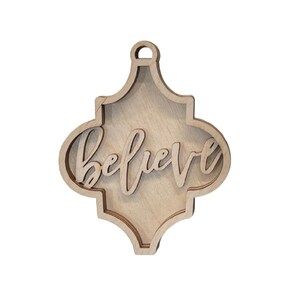 3D Ornament Believe 3 Pieces Laser Cut Out Unfinished ORN4 3D Ornament Believe 3 Pieces Laser Cut Out Unfinished ORN4