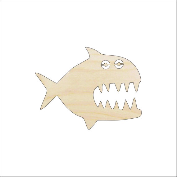 Fish Piranha - Laser Cut Out Unfinished Wood Craft Shape FSH29 Fish Piranha - Laser Cut Out Unfinished Wood Craft Shape FSH29