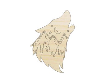 Wolf - Laser Cut Out Unfinished Wood Craft Shape ANML126 Wolf - Laser Cut Out Unfinished Wood Craft Shape ANML126